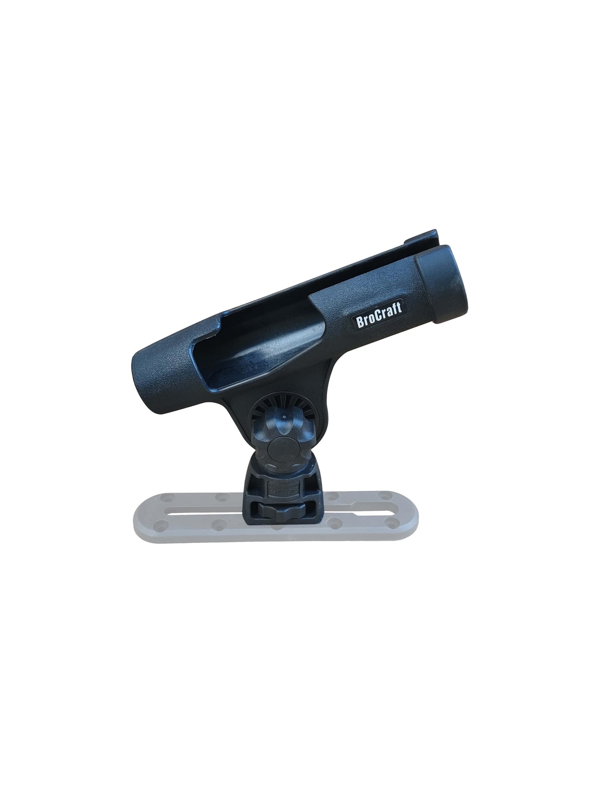 Brocraft 360-degree rotation feature on fly rod holder for versatile casting angles.