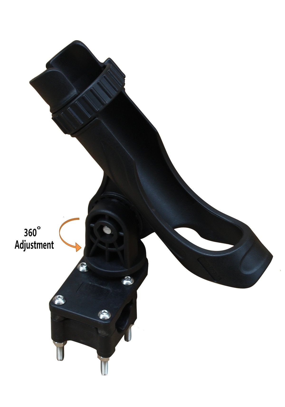 Brocraft 360-degree rotation rod holder supports flexible rod positioning.