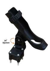 Brocraft 360-degree rotation rod holder supports flexible rod positioning.