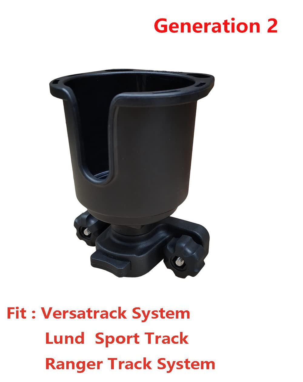 Close-up of the 90 Degree Gunwale Drink Holder showing Versatrack compatibility