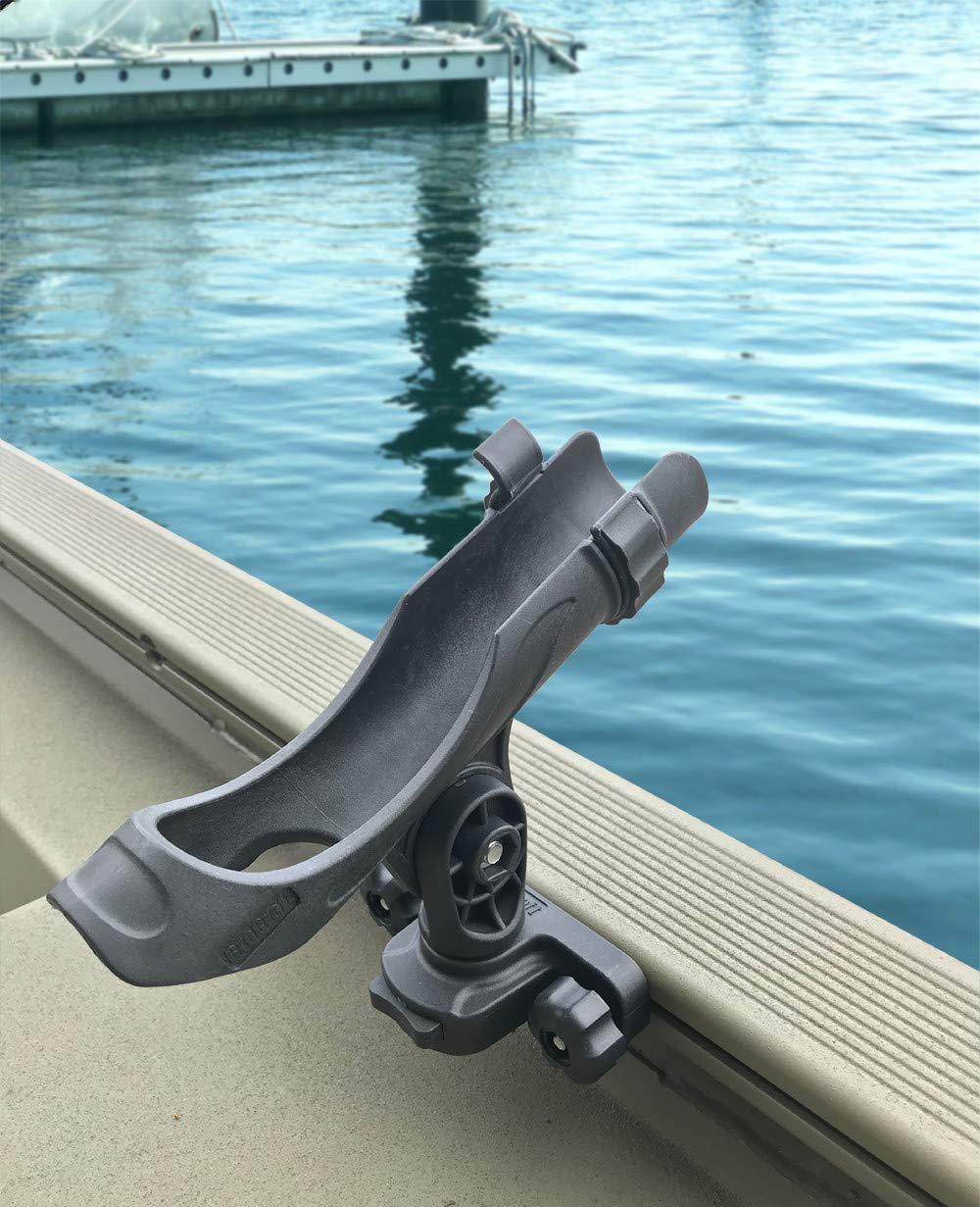 Brocraft 90-degree rod holder on track base for versatile mounting.