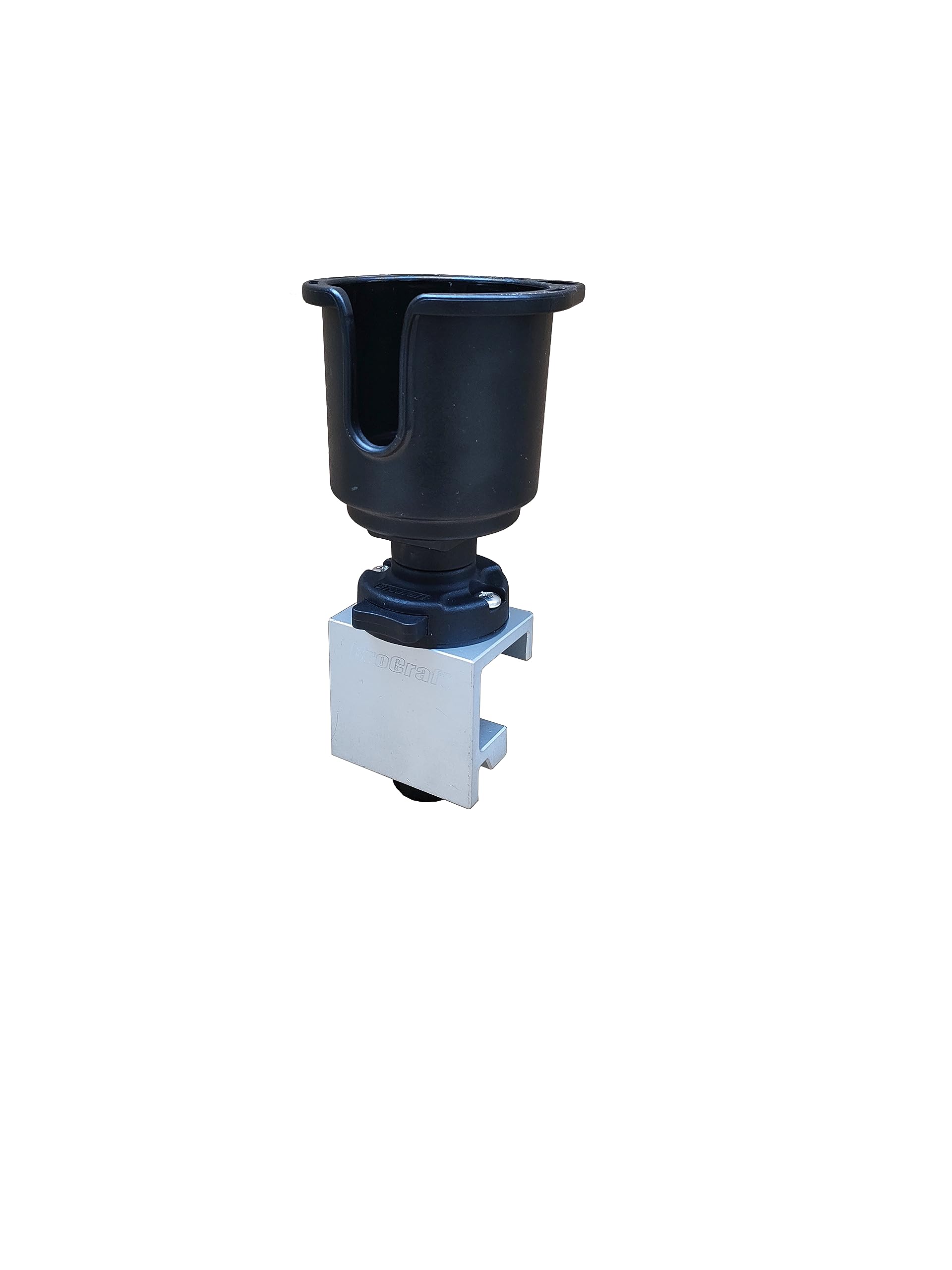 Brocraft Alumacraft drink holder mounted on track enables quick repositioning