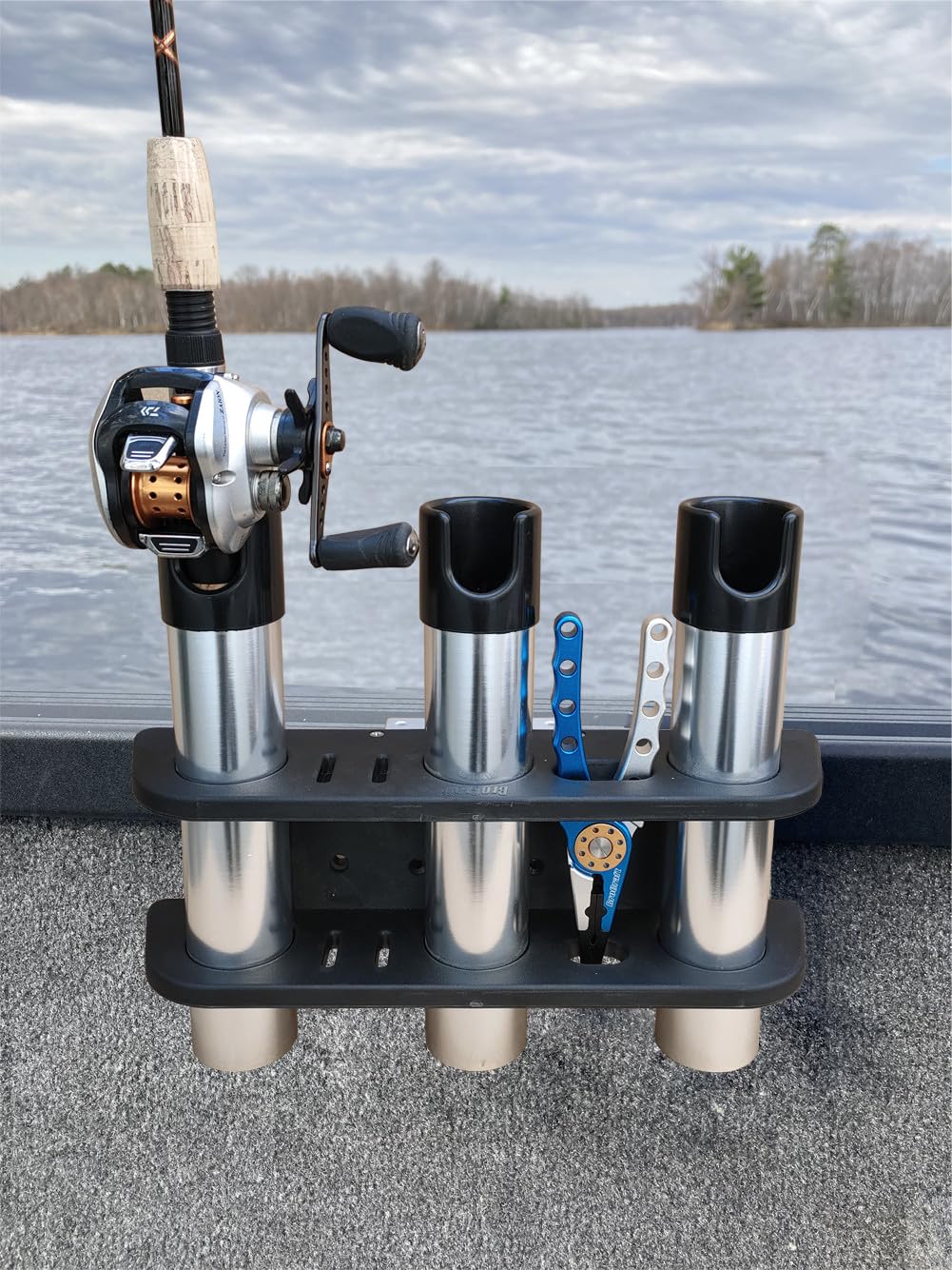 Brocraft Alumacraft rod storage brackets securing rods for easy reach