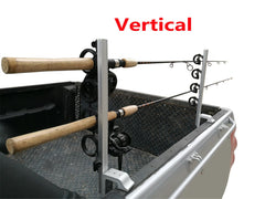 Rod holder loaded with four rods and secured by bungee cords