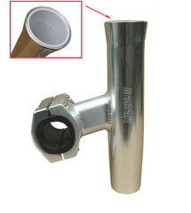 Brocraft aluminum rod holder with welded clamp and mirror finish.
