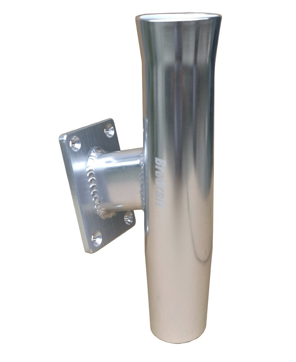 Brocraft wall-mounted rod holder at 20-degree angle for quick rod access.