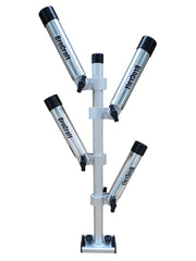 Brocraft aluminum trolling rod holder tree on a boat for organized trolling setups.