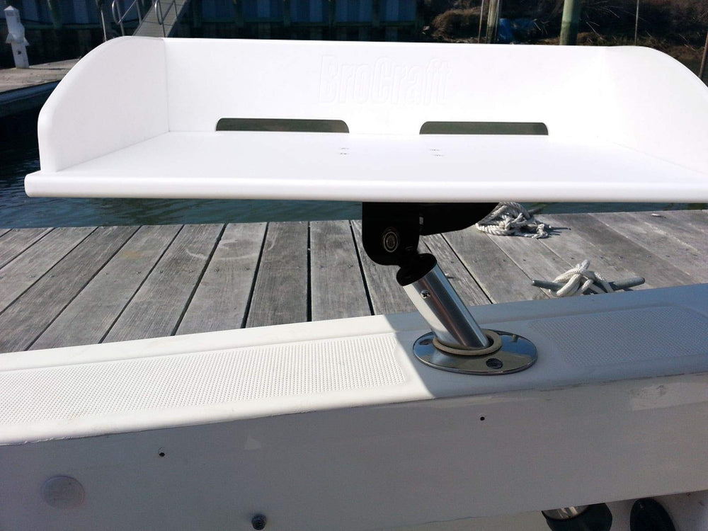 Brocraft bait table knife holder closeup highlights secure tool storage during prep.