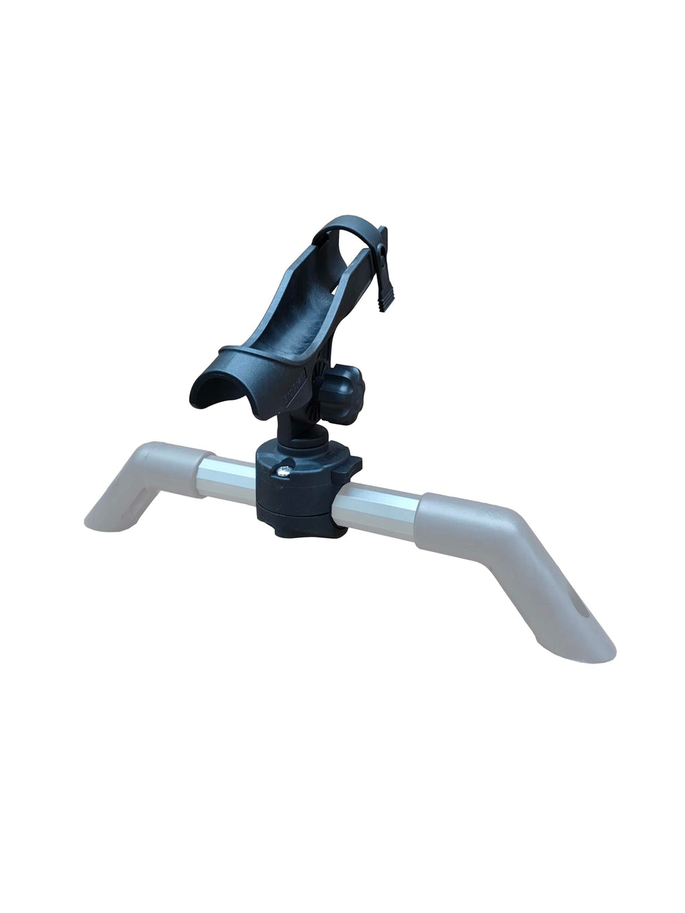 Brocraft rod holder mounted on Hobie H-Rail enabling hands-free trolling.