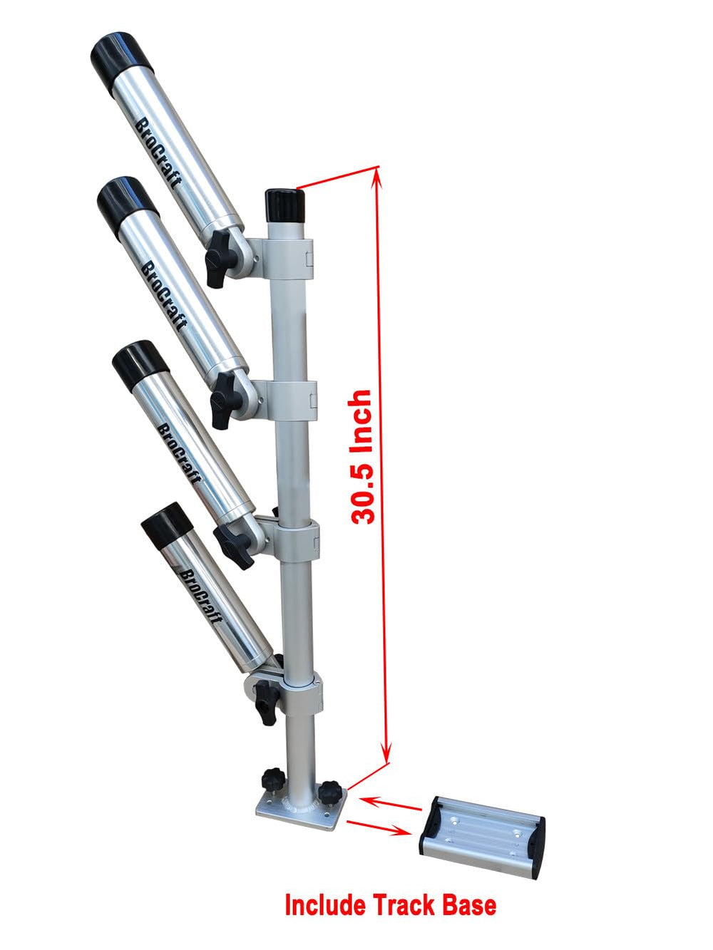 Brocraft boat rod tree mounting system keeps rods secure during rough water.
