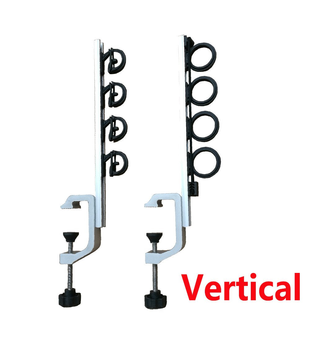 Clamp-on rod holder with mounting hardware for installation