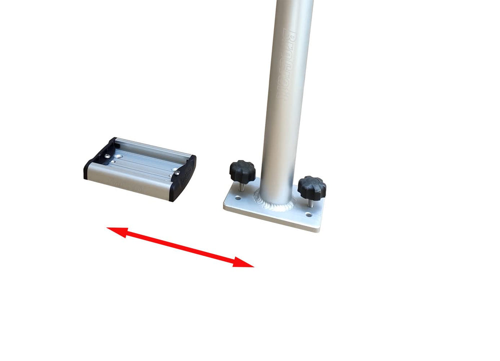 Brocraft Crappie rod holder with mounting plates enabling flexible repositioning on a boat.