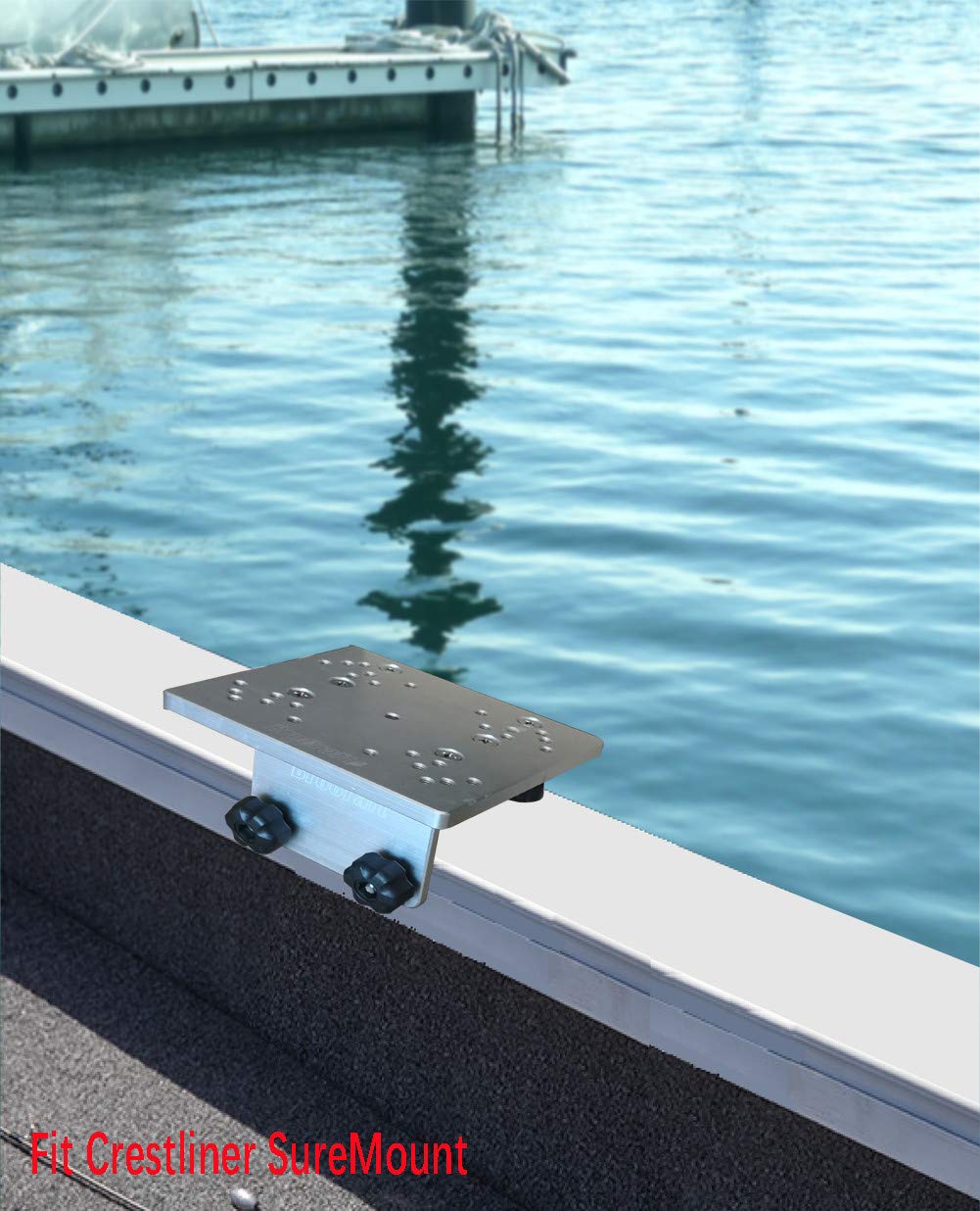 Brocraft Crestliner SureMount bracket on rail allows quick position adjustments.