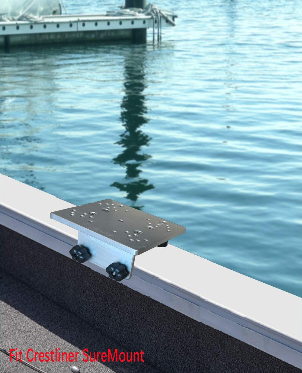 Brocraft Crestliner SureMount bracket on rail allows quick position adjustments.