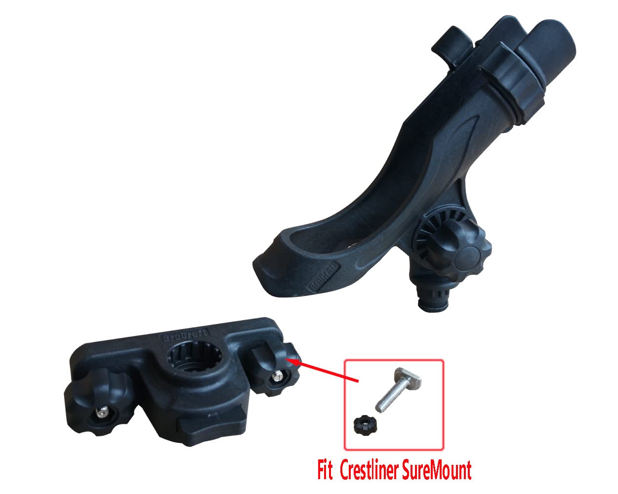 Brocraft Crestliner SureMount rod holder mounted on track supports quick adjustments while fishing