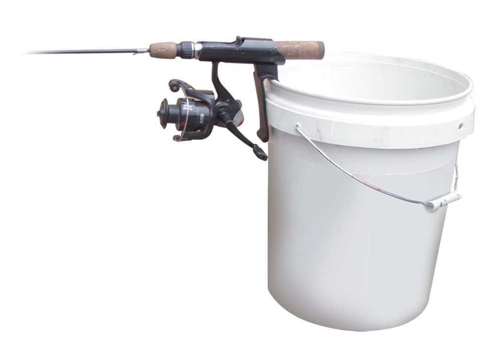 Brocraft durable winter-ready assembly attaches to pails for reliable ice fishing setup.