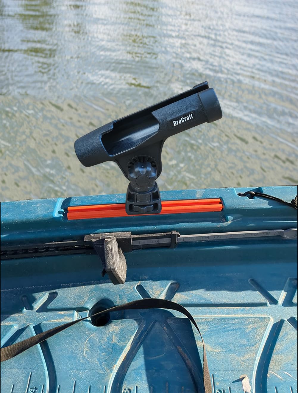 Brocraft kayak track mount showing easy installation and removal for fast setup.