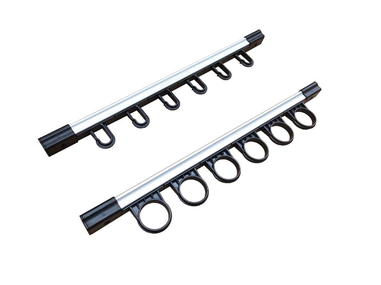 Brocraft fishing rod storage ceiling-mount frees floor space for a tidy garage.