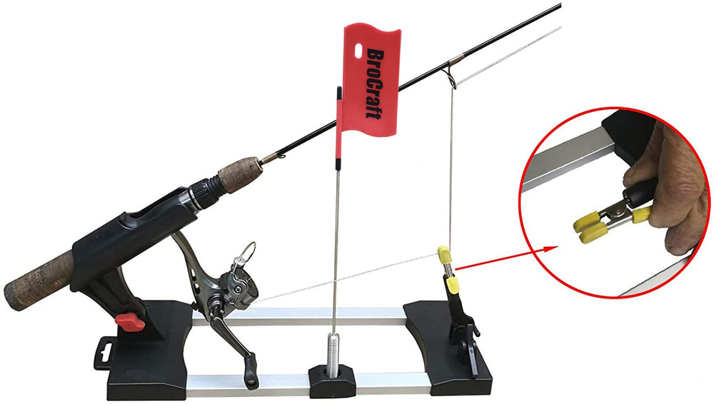 Brocraft Ice Fishing Rigger showing flag signaling a bite for efficient fishing.