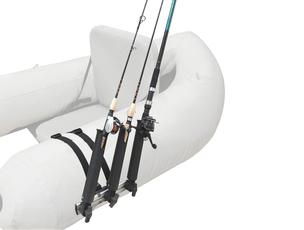 Brocraft float tube rod holder system attached to a float tube