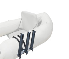 Triple rod holder in use on a fishing float tube