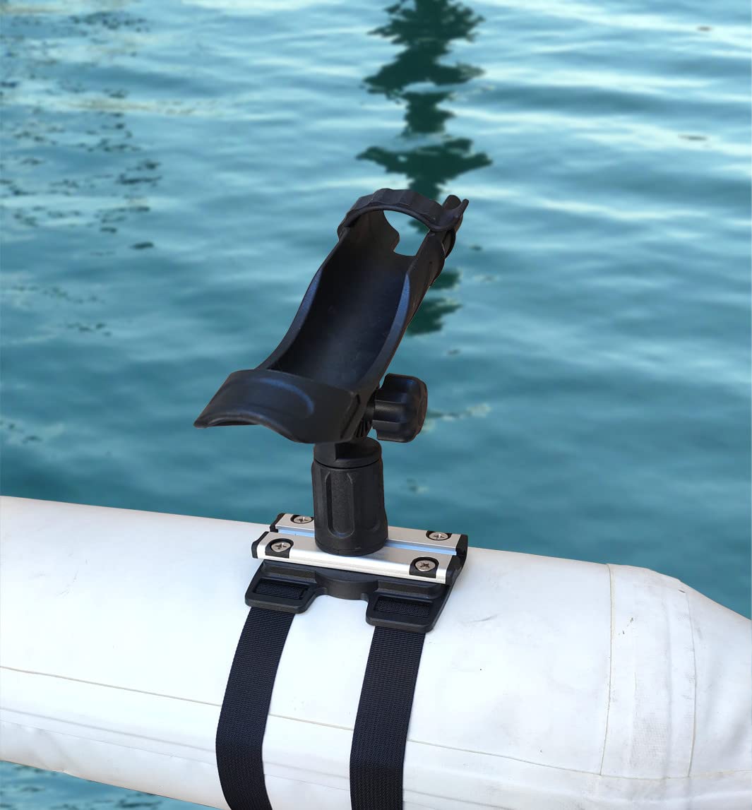 Brocraft Float Tube Rod Holder with Track System secures rods on float tubes.