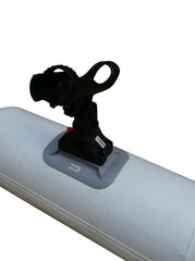 Deck mount attached securely to inflatable surface