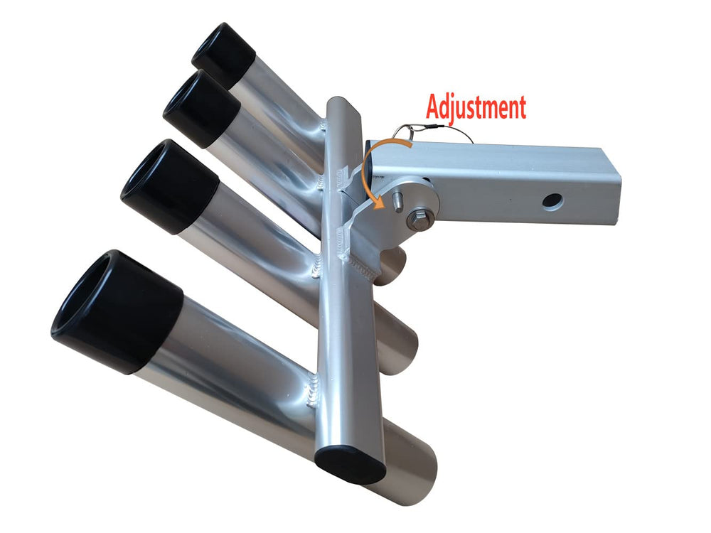 Swing-down tailgate access feature of Brocraft 4-pole rod holder
