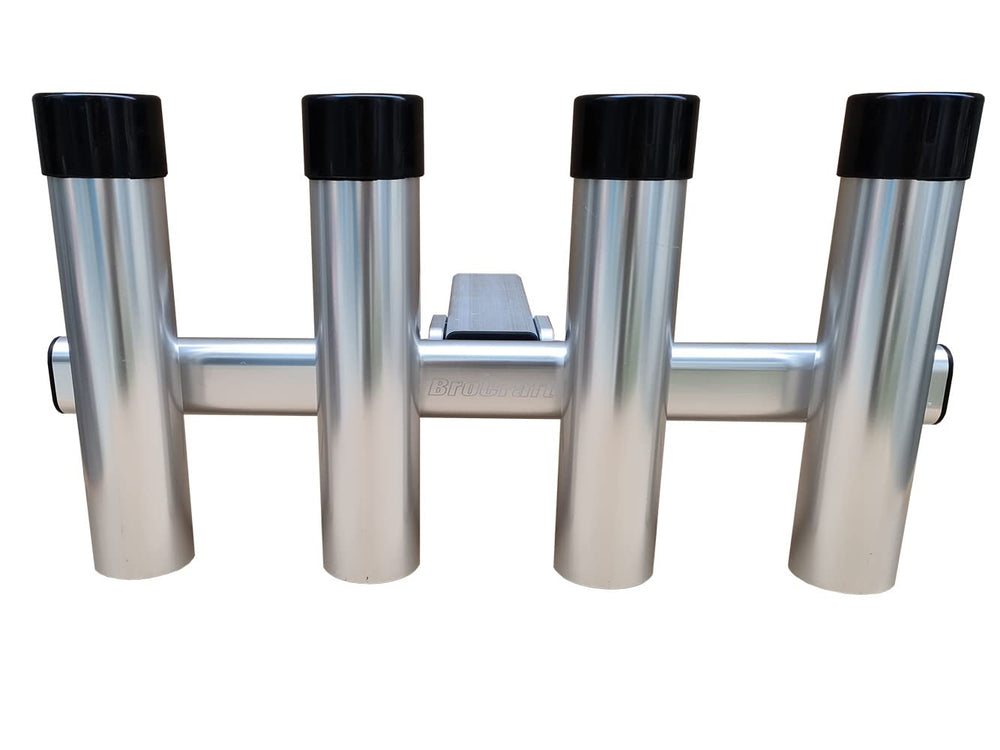 Truck setup showing Brocraft hitch extender mounted as a 4-rod rack