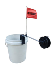 BroCraft ice fishing bucket rattle reel attached to bucket