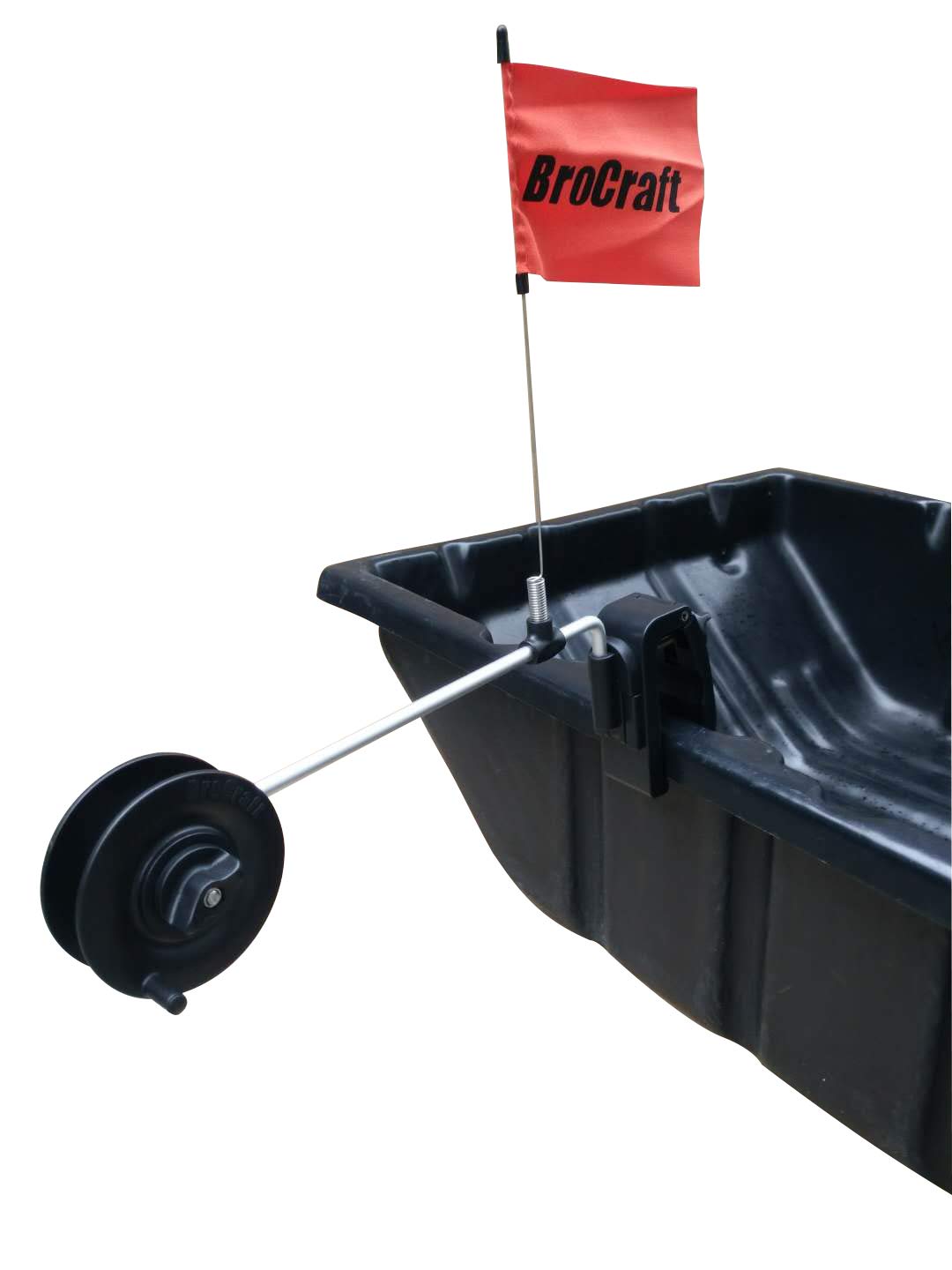 BroCraft ice fishing bucket rattle reel ready for sled use