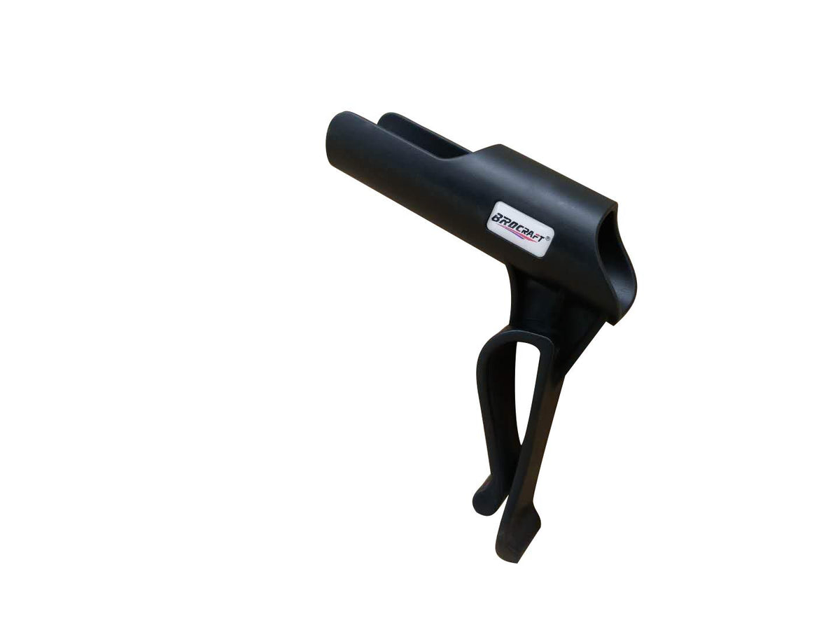 Brocraft clip-on ice fishing bucket rod holder keeps rods secure on the ice.