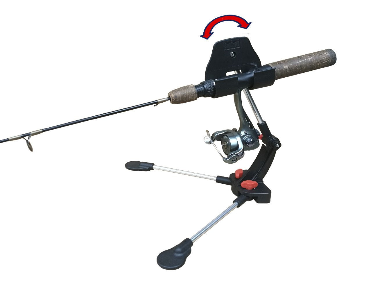 Brocraft ice fishing tip down pivot offers adjustable pitch for bite indication.