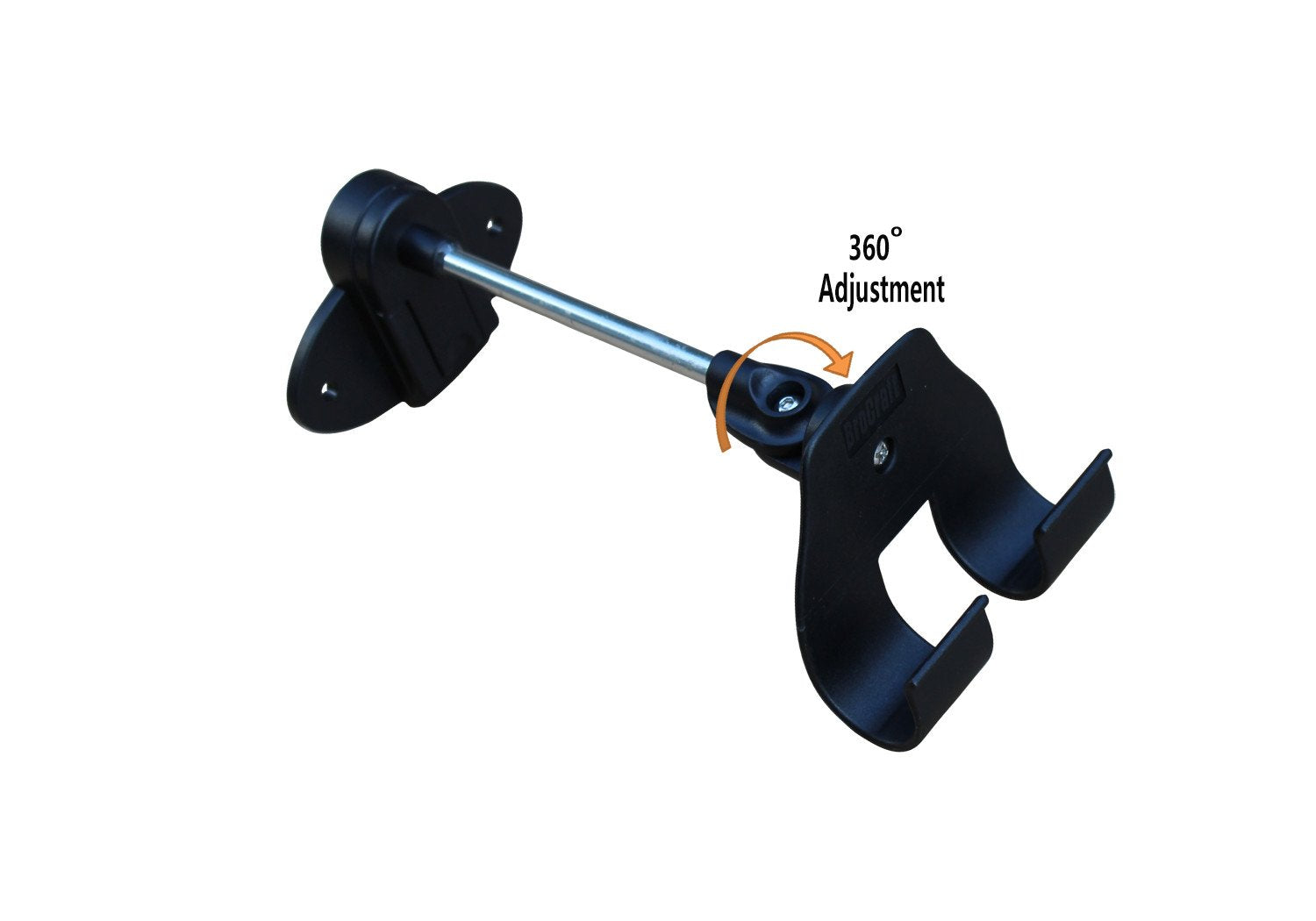 Close-up of pivoting arm and rod holder