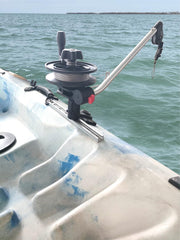 Brocraft Minin track adapter enables push button repositioning on kayak track