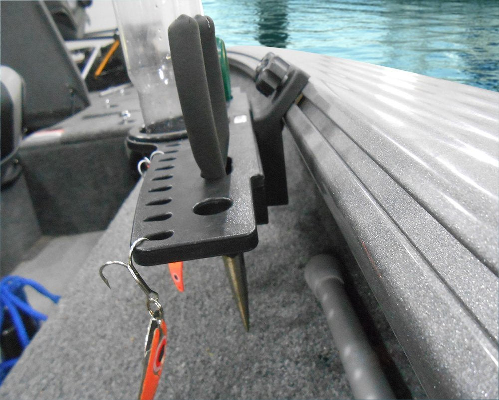 Brocraft Knife and Plier Holder on Lund Track keeps tools within reach