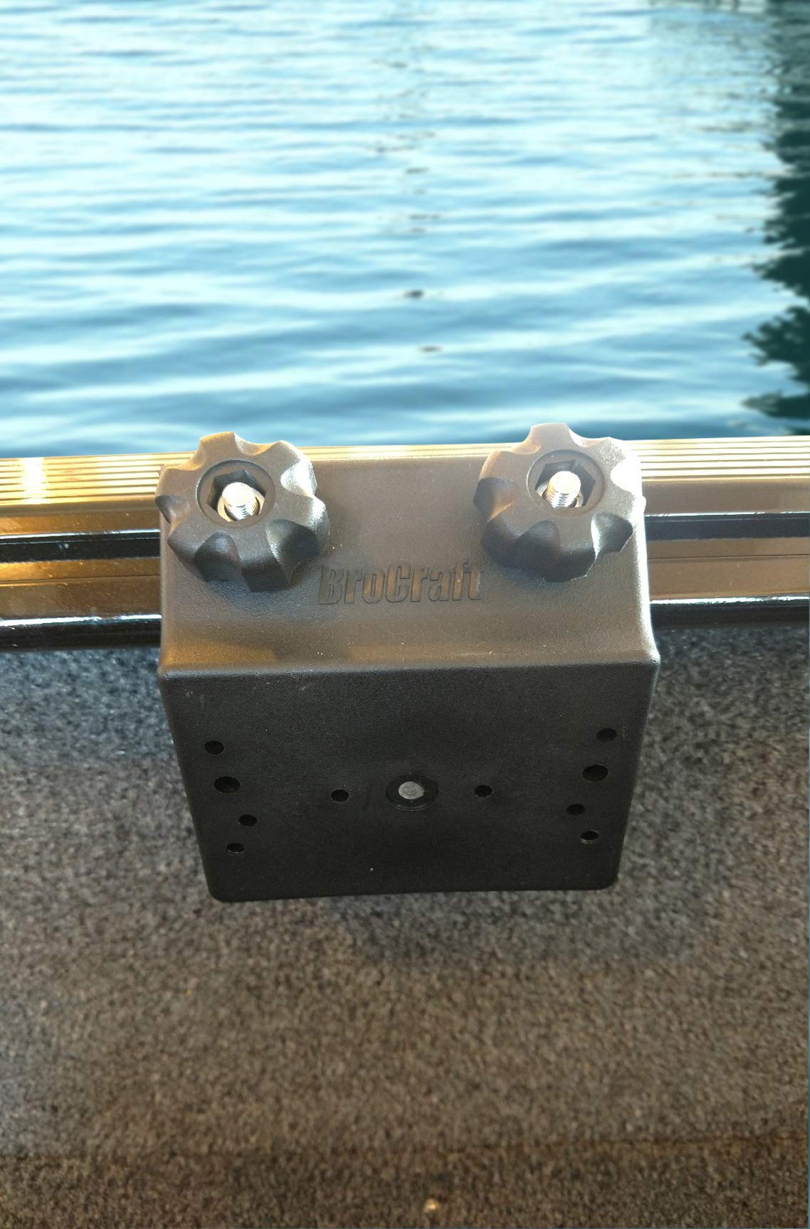 Brocraft onboard storage unit keeps tools and accessories organized on Lund boats.