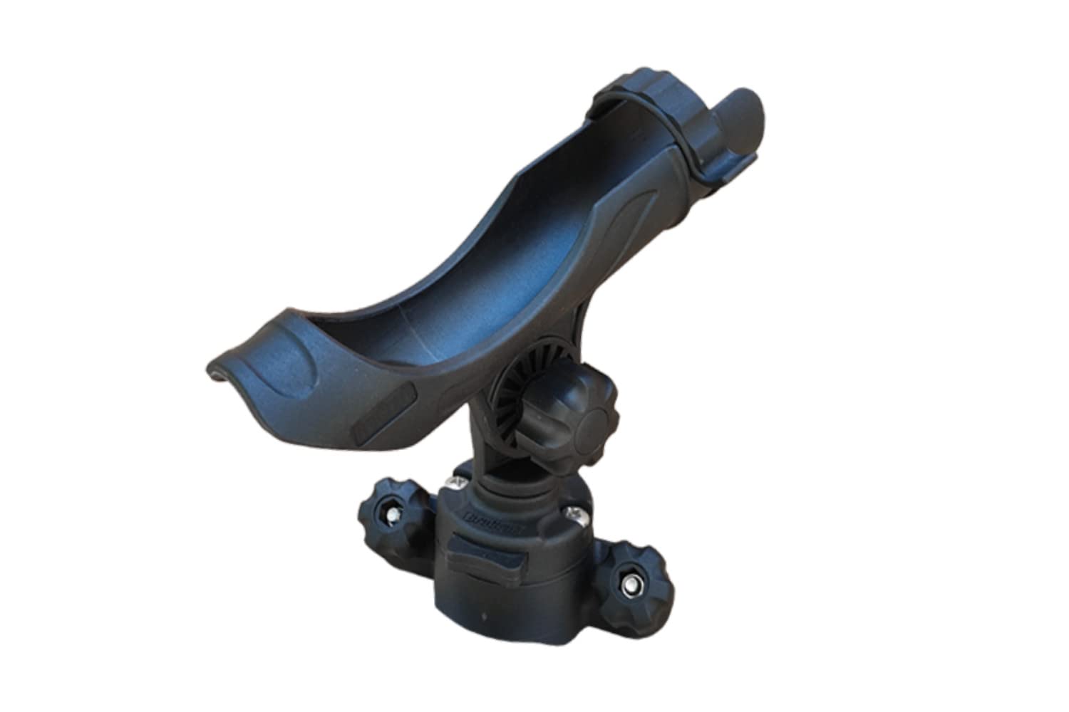 Brocraft Power Lock Rod Holder demonstrates 360 degree rotation for flexible rod placement.