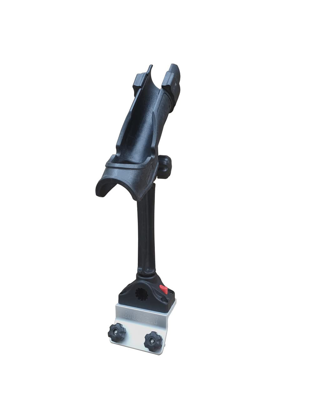 Brocraft Power Lock 45-degree bracket enables easy rod access on gunnel tracks.