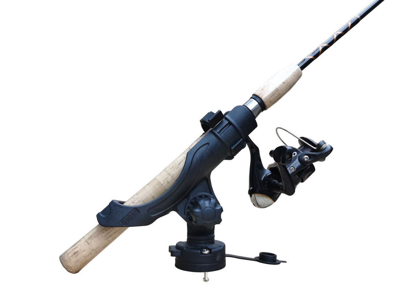 Rod holder showing 360-degree adjustable rotation
