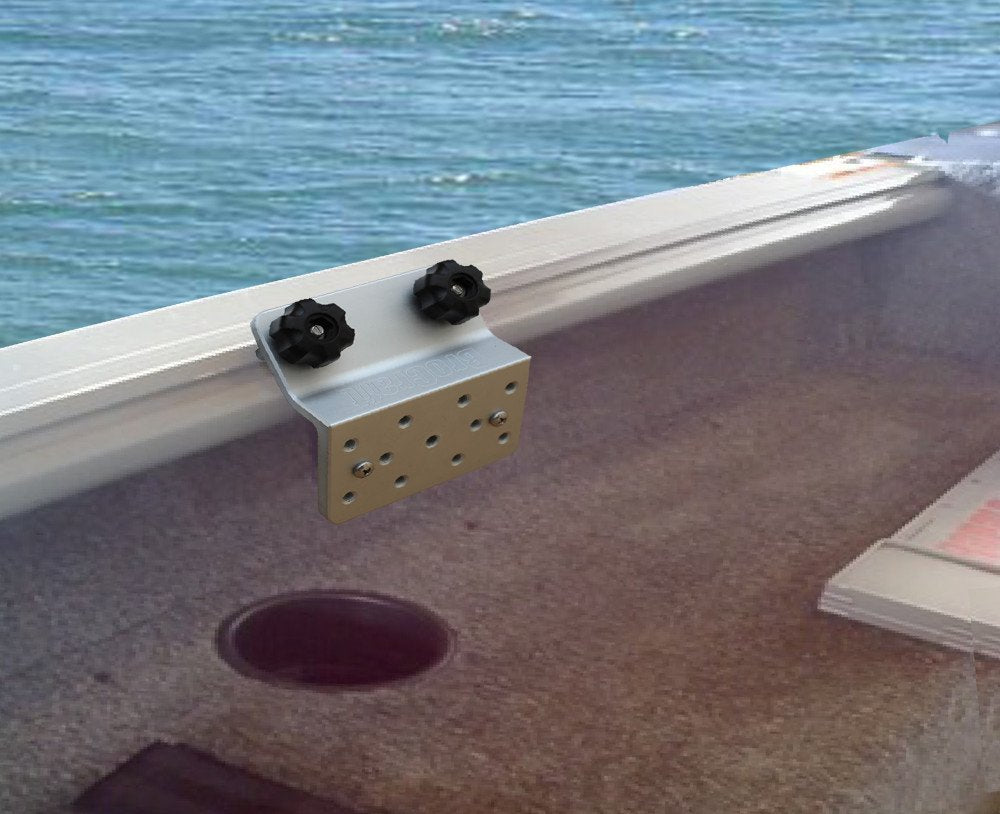 Brocraft Power Lock Rod Holder for Excel boat track keeps gear ready.