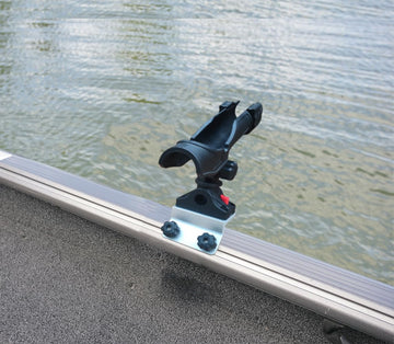 Brocraft Power Lock Rod Holder on G3 Boat Track provides secure angling.