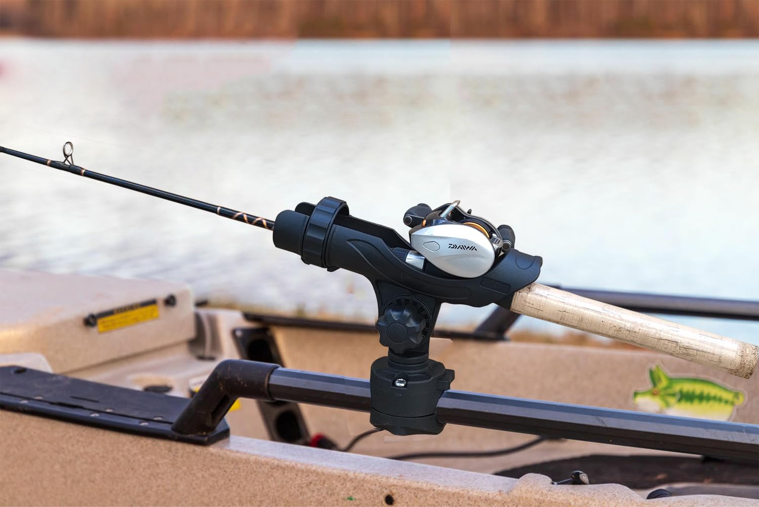 Brocraft Power Lock Rod Holder showing easy installation on Hobie H-Rail