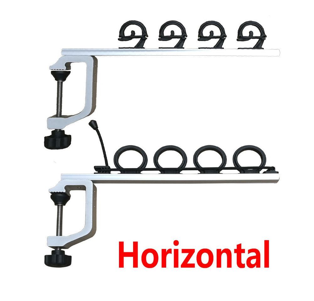 Rod holder mounted on a boat or pontoon to organize gear