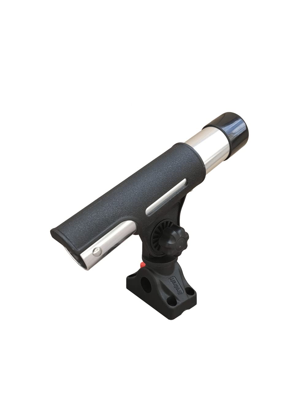 Brocraft rod holder uses nylon fittings and stainless screws for durability.
