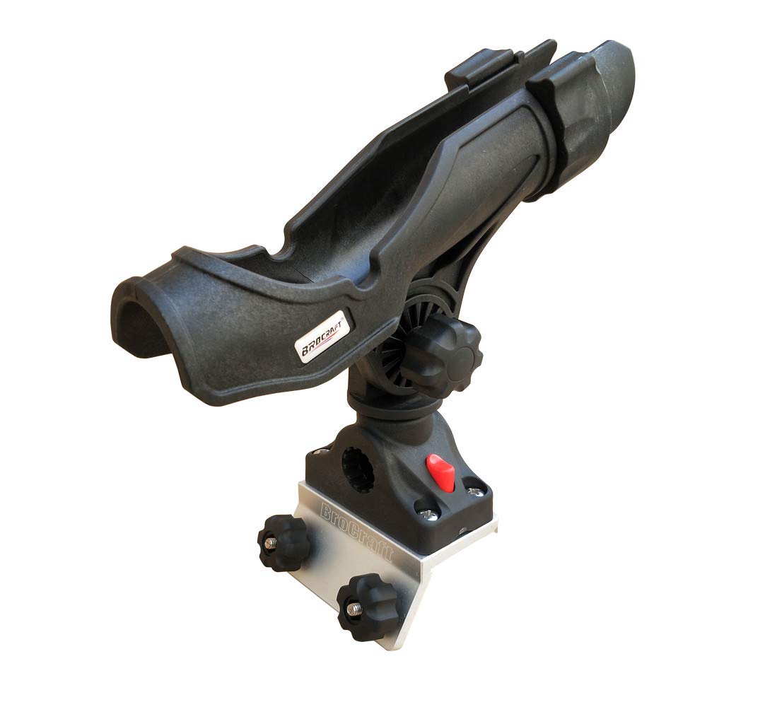 Brocraft 60-degree rod holder close-up shows marine-grade aluminum durability.