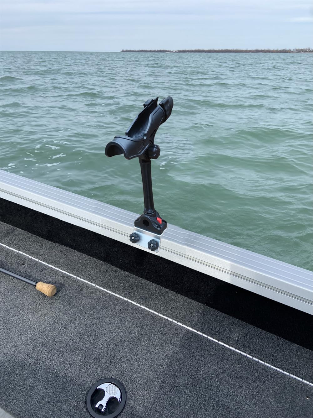 Brocraft 60-degree rod holder on a Smoker Craft boat for quick rod access