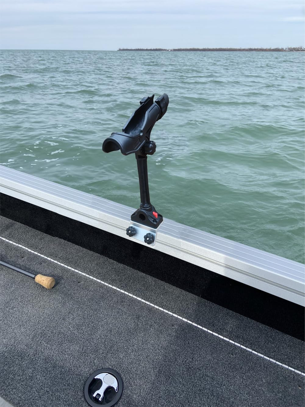 Brocraft 60-degree rod holder on a Smoker Craft boat for quick rod access