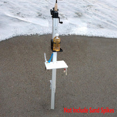 Brocraft bait and tackle table showing built-in knife holder and pliers slots