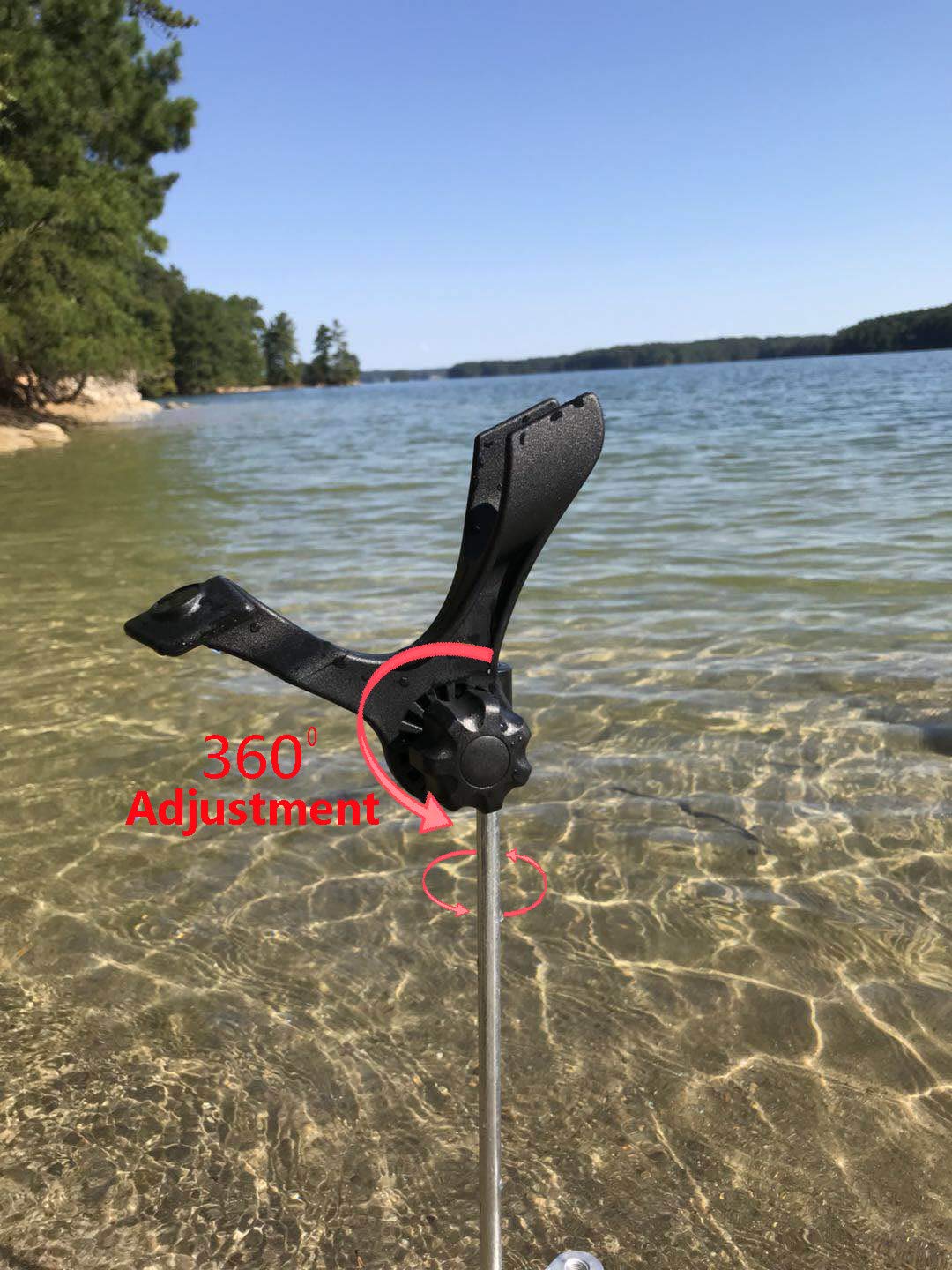 Brocraft swivel rod holder demonstrates easy assembly and quick reposition.